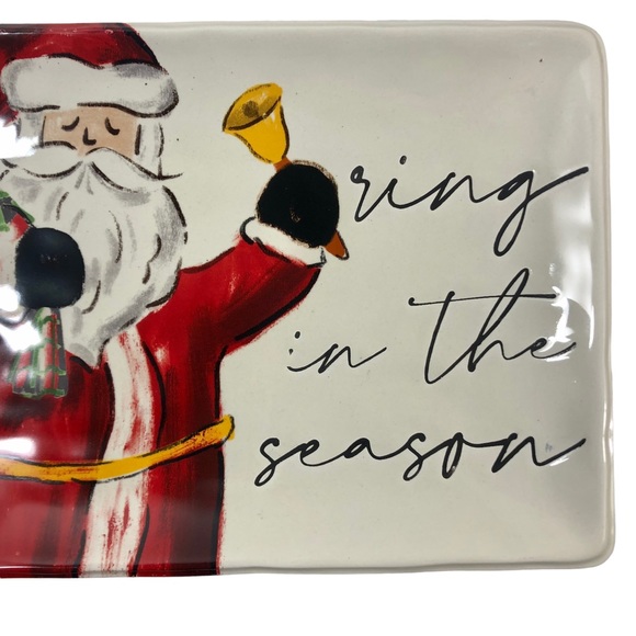 MUD PIE Ring In The Season Santa Ceramic Sentiment Platter - Picture 6 of 12